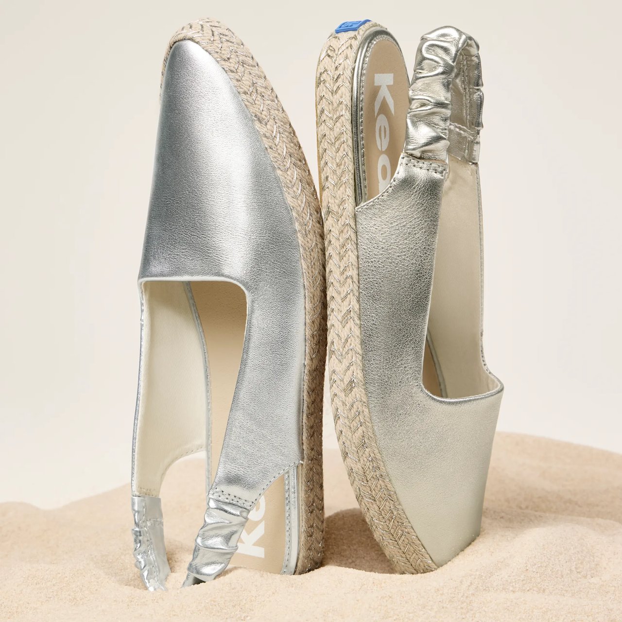 Point Slingback Metallic Leather Jute Foxing