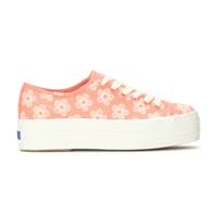 Triple Up Canvas Floral Embroidery Lace-Up Neon Coral view