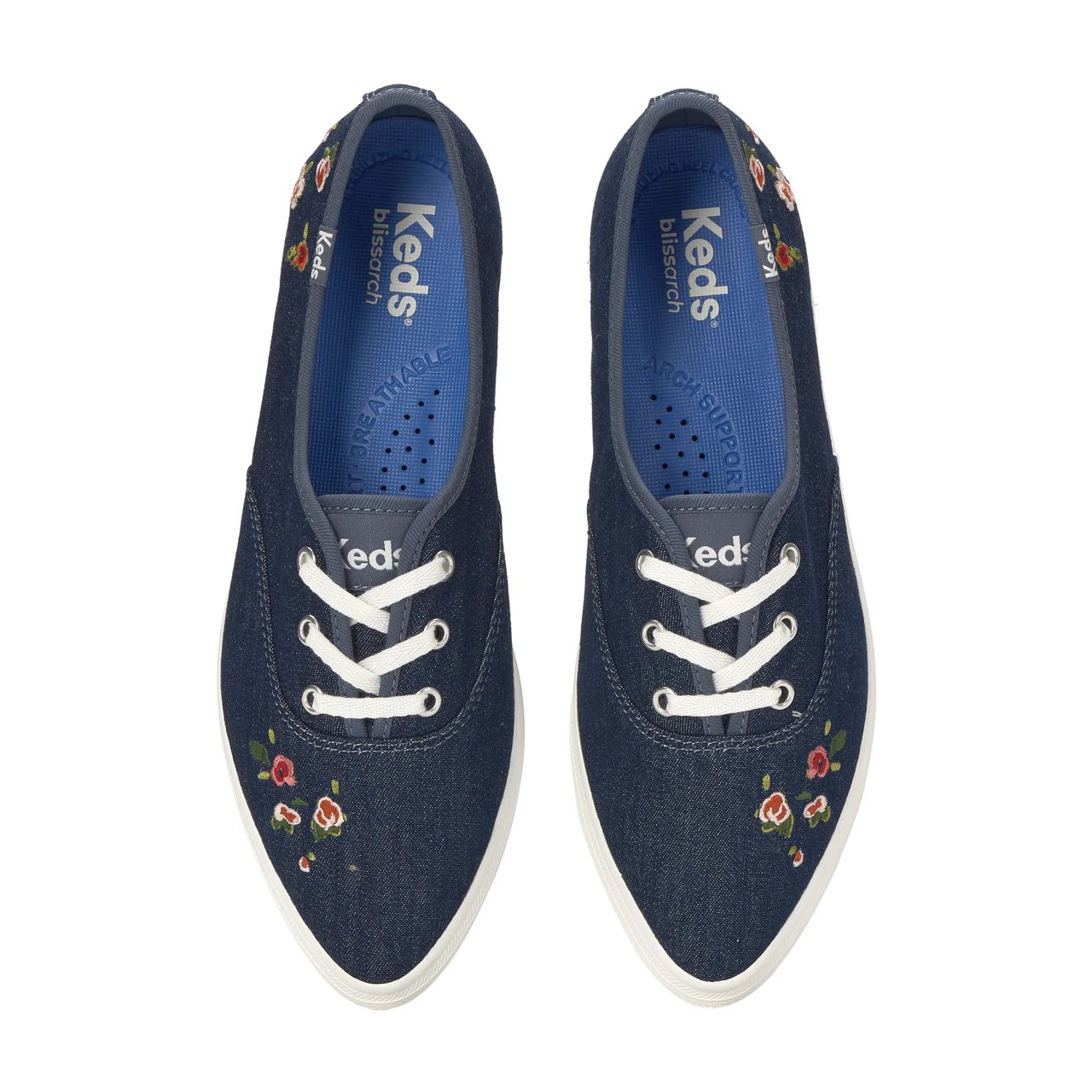 Champion Point Low Denim Ditsy Rose Embroidery Lace-Up