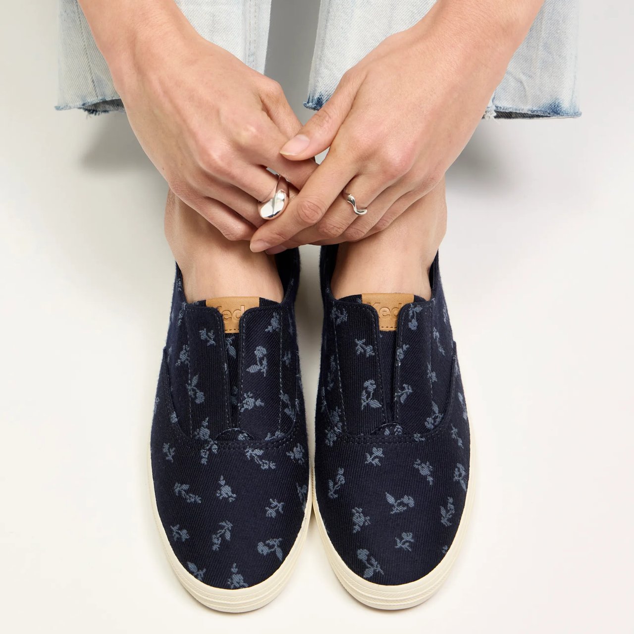 Champion Round Toe Chambray Floral Jacquard Slip-On