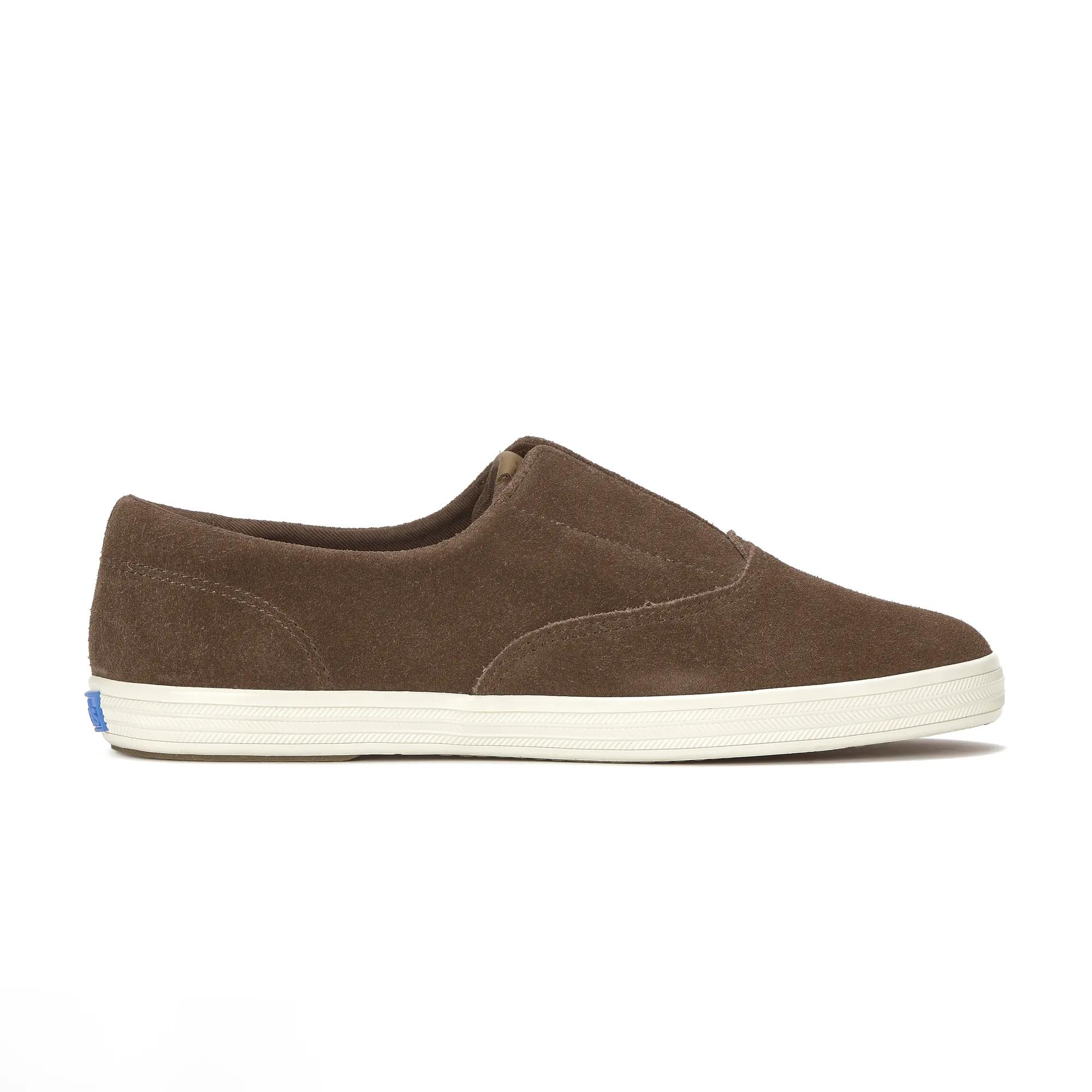 Keds Women's Champion Round Toe Suede Slip-On Leather Sneakers in Cocoa Brown size 9 - M