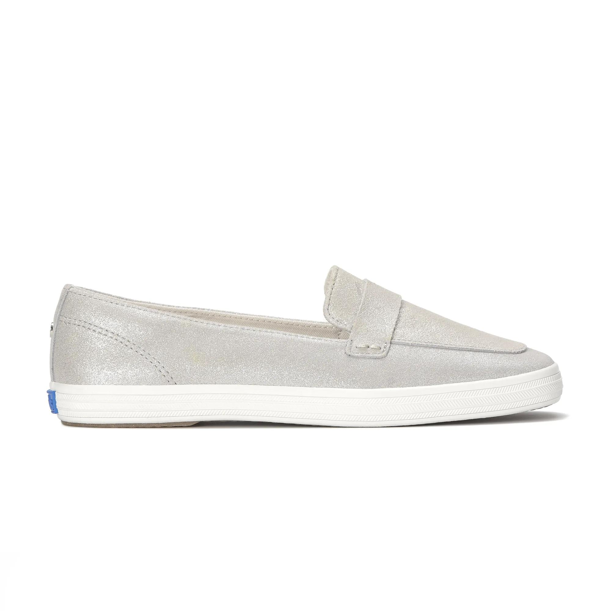Keds Women's Square Toe Loafer Glitter Suede Sneakers in Silver Metallic size 11 - M