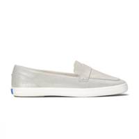 Square Toe Loafer Glitter Suede Silver Metallic view