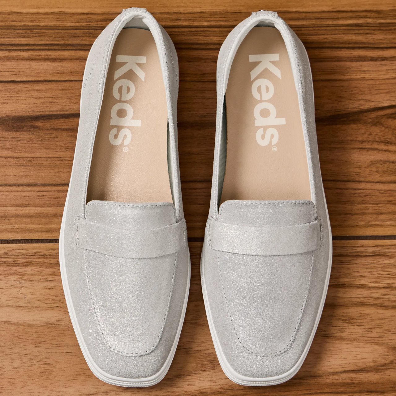 Square Toe Loafer Glitter Suede