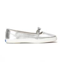 Square Toe Mini Bow Metallic Leather Silver view
