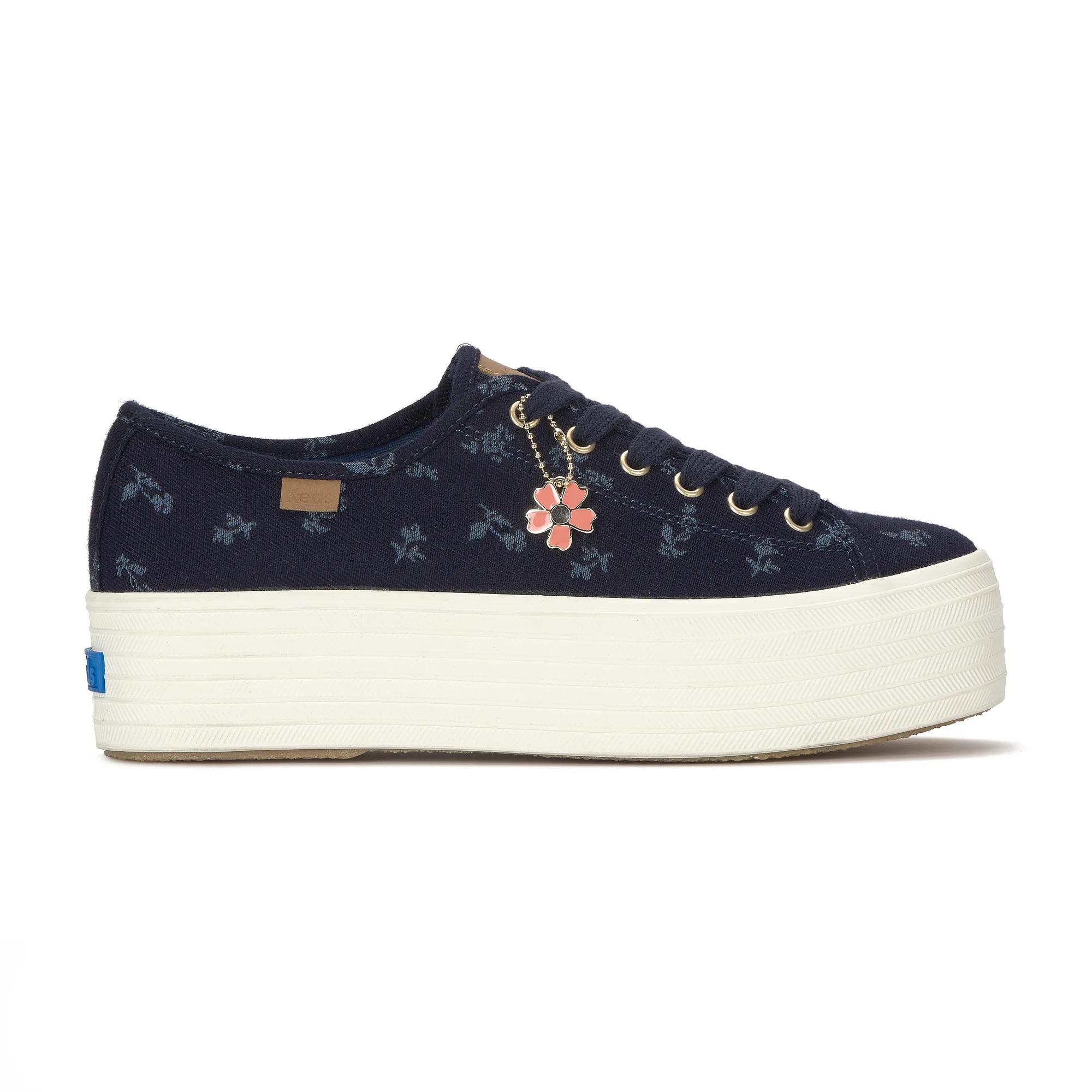 Triple Up Chambray Floral Jacquard Charm Lace-Up Sneakers