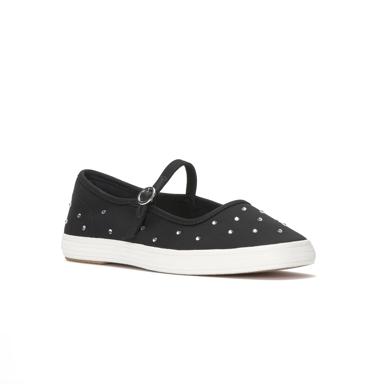 Square Toe Mary Jane Sateen Rhinestones