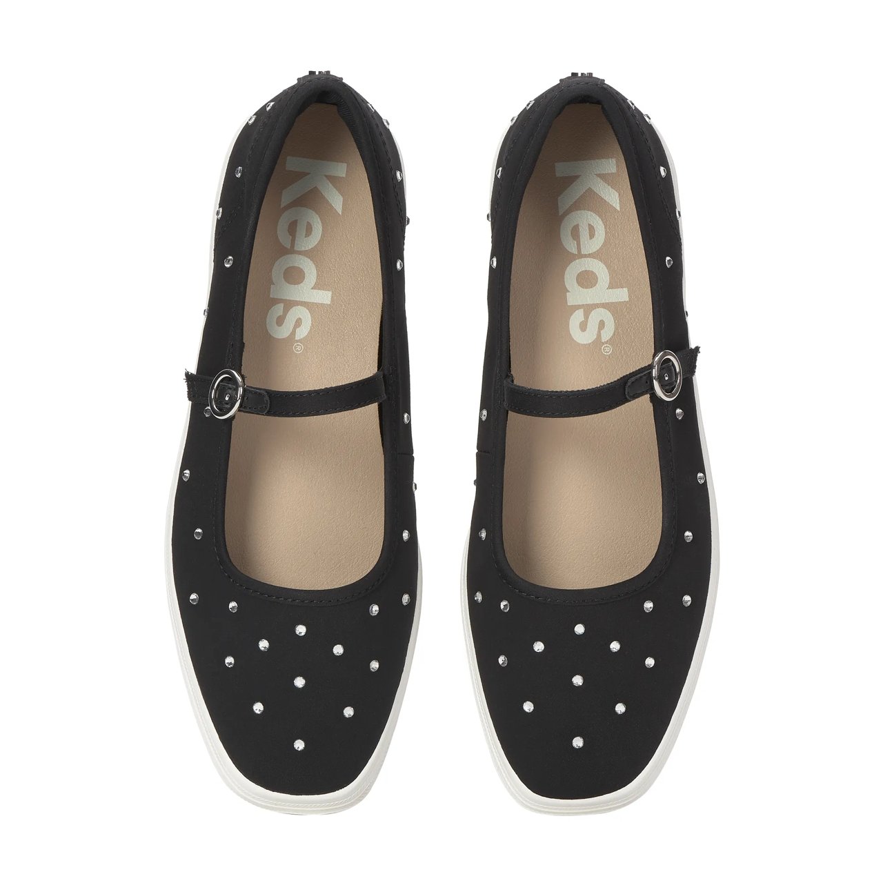 Square Toe Mary Jane Sateen Rhinestones