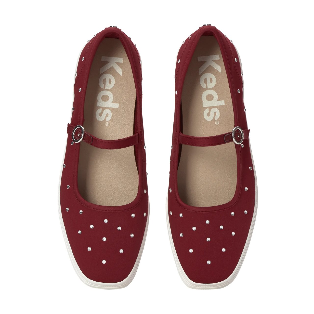 Square Toe Mary Jane Sateen Rhinestones