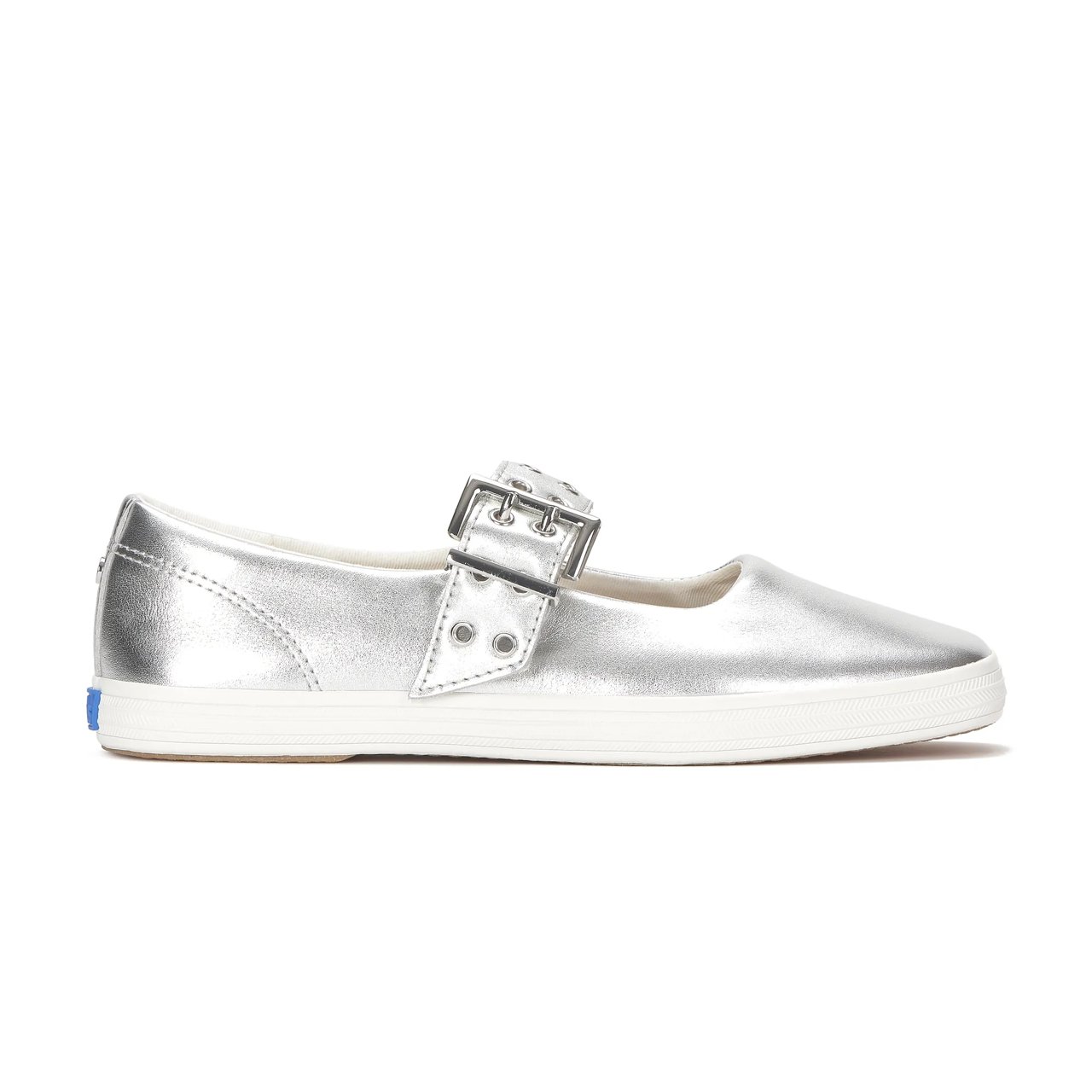 Square Toe Mary Jane Grommet Metallic Leather