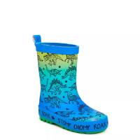 Toddler Boys' Waterproof Ombre Dino Rainboot Blue/Lime view