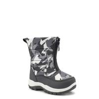 Toddler Boy's Waterproof Dig Camo Front Zip Winter Boot BLACK view
