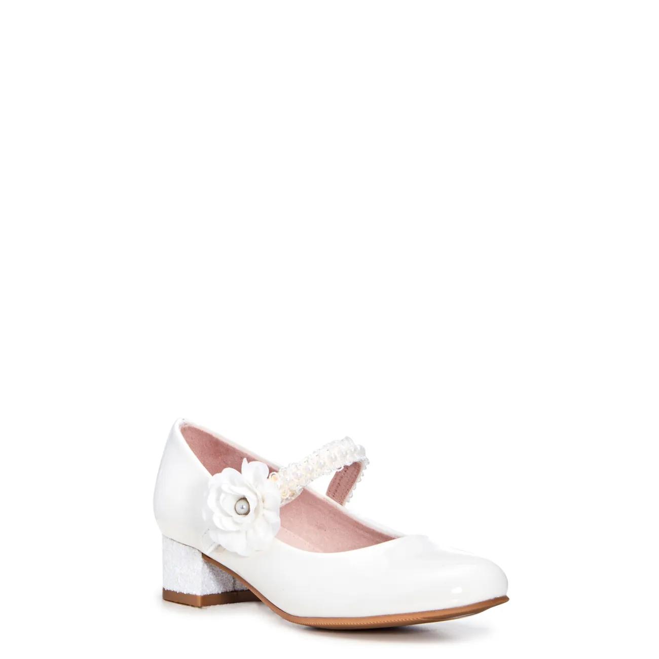 Girl's Peony Pearl Mary Jane Sandal In White from The Shoe Company