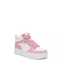 Youth Girls' Street Court High Shine Kicks High-Top Platform Sneaker White/Pink view