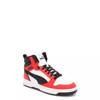 Youth Boys' Rebound V6 Mid Basketball Sneaker WHITE/BLACK/RED view