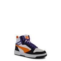 Youth Boys' Rebound V6 Mid Basketball Sneaker PUMA WHITE/PURPLE/ORANGE view