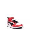 Youth Boys' Rebound V6 Mid Top Basketball Sneaker WHITE/BLACK/RED view