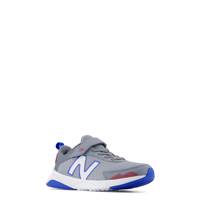 Youth Boys' Dynasoft 545 Wide Width Bungee Lace Running Shoe STEEL/TEAM RED/BLUE OASIS WIDE view