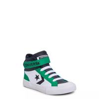 Youth Boys' Pro Blaze Strap High Top Sneaker WHITE/GREEN/BLACK LEATHER view
