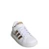 Youth Girls' Grand Court Sustainable Sneaker CLOUD WHITE/CLOUD WHITE/MATTE GOLD view