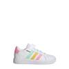 Youth Girls' Grand Court Sustainable Sneaker CLOUD WHITE/PULSE MINT/BEAM PINK view