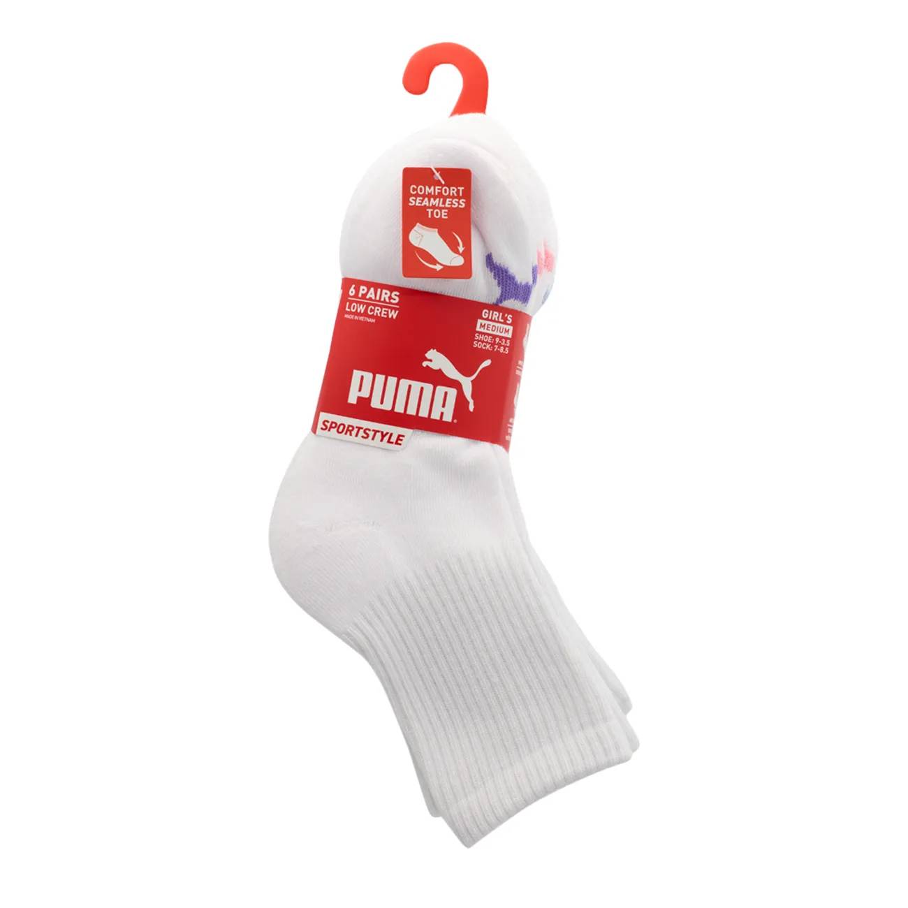 PUMA Youth Girls' 6 Pack Training Low Crew Socks