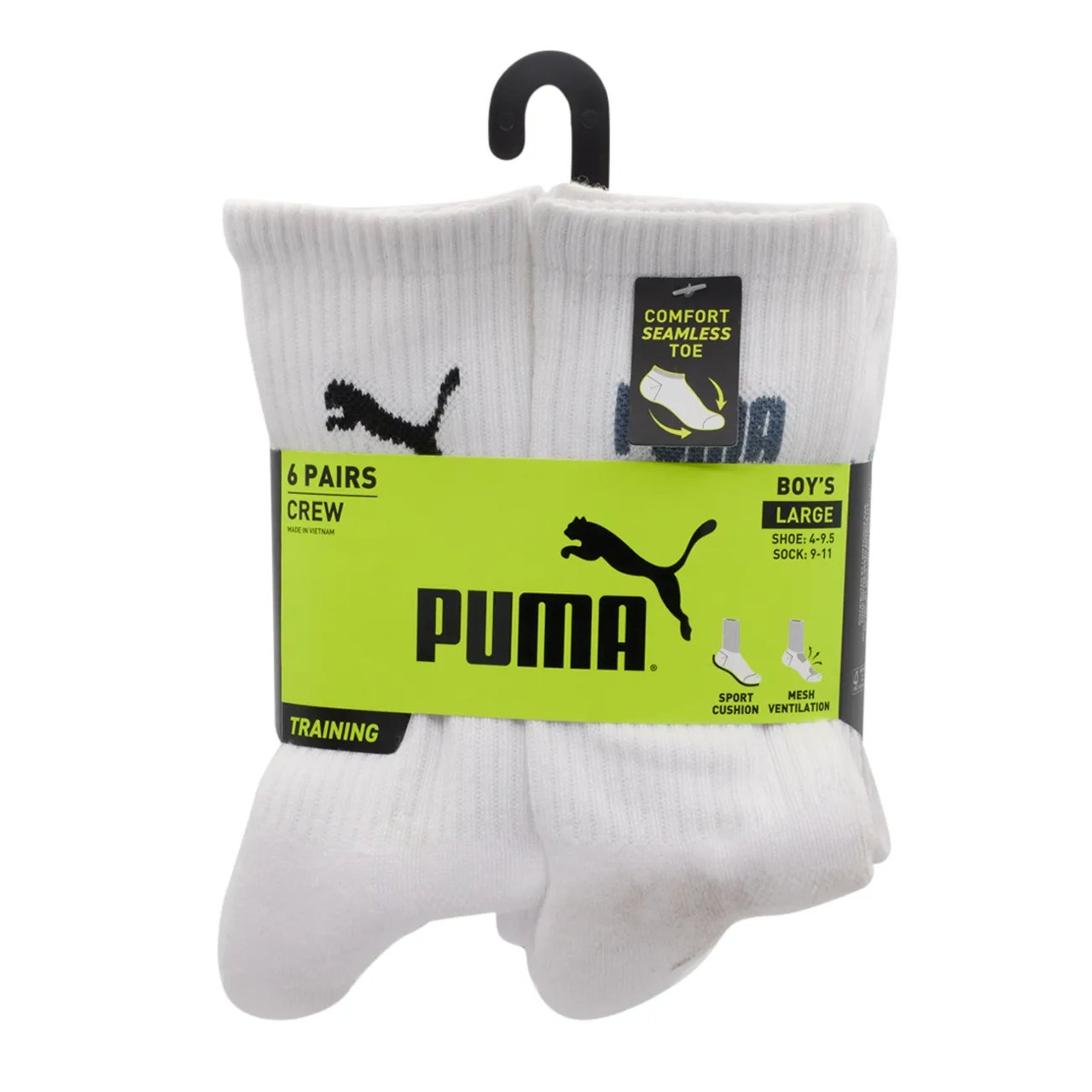 Boys' 6 Pack Training Crew Sock