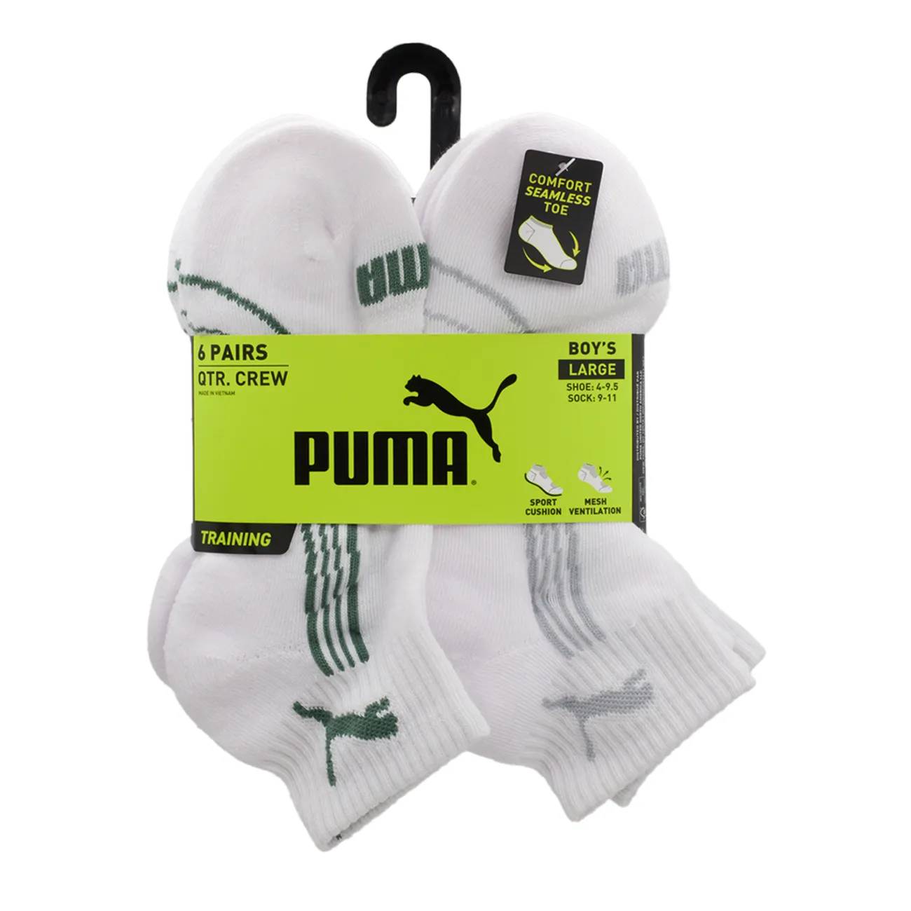 PUMA Boys' 6 Pack Training Crew Sock