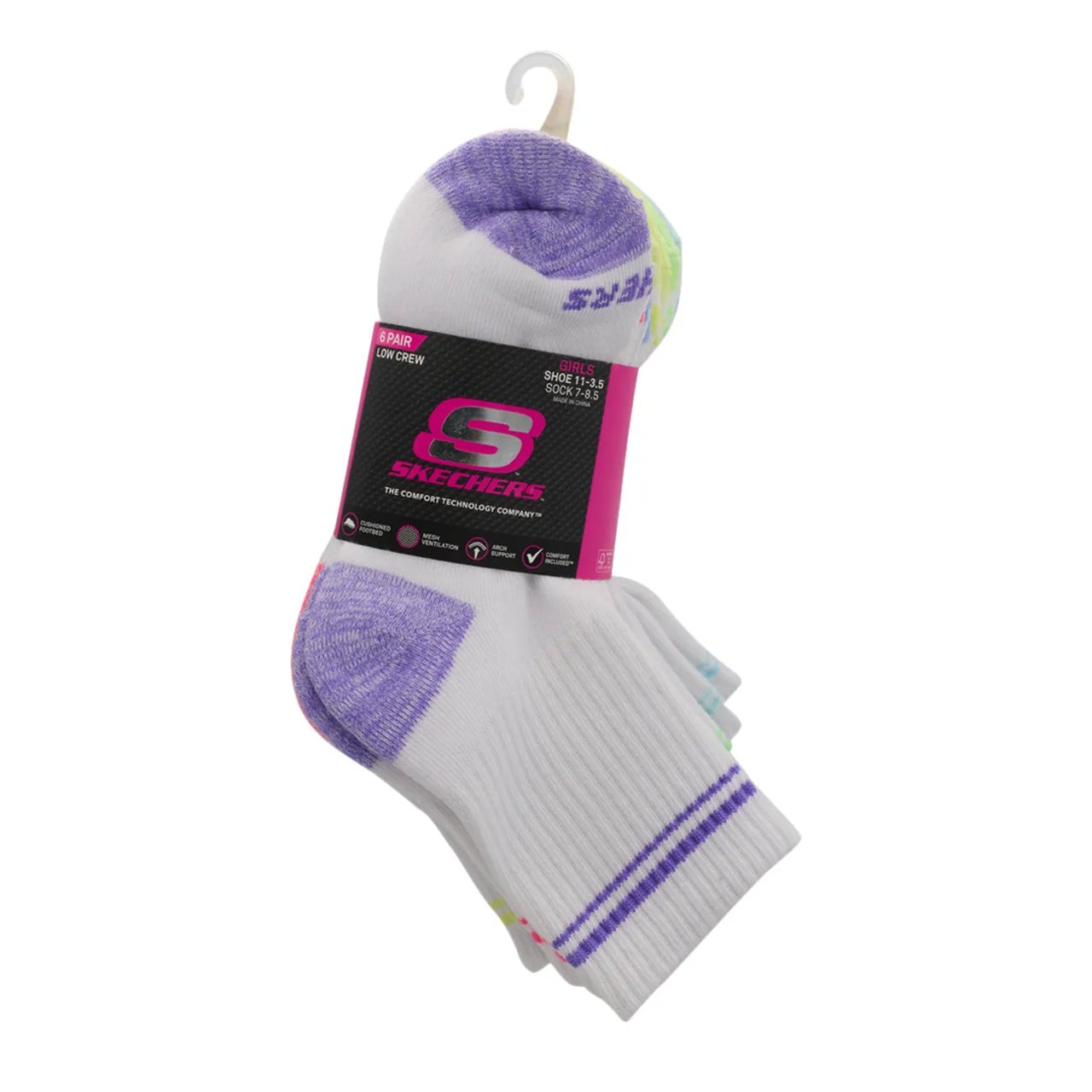 Girls' 6-Pack Low Crew Socks