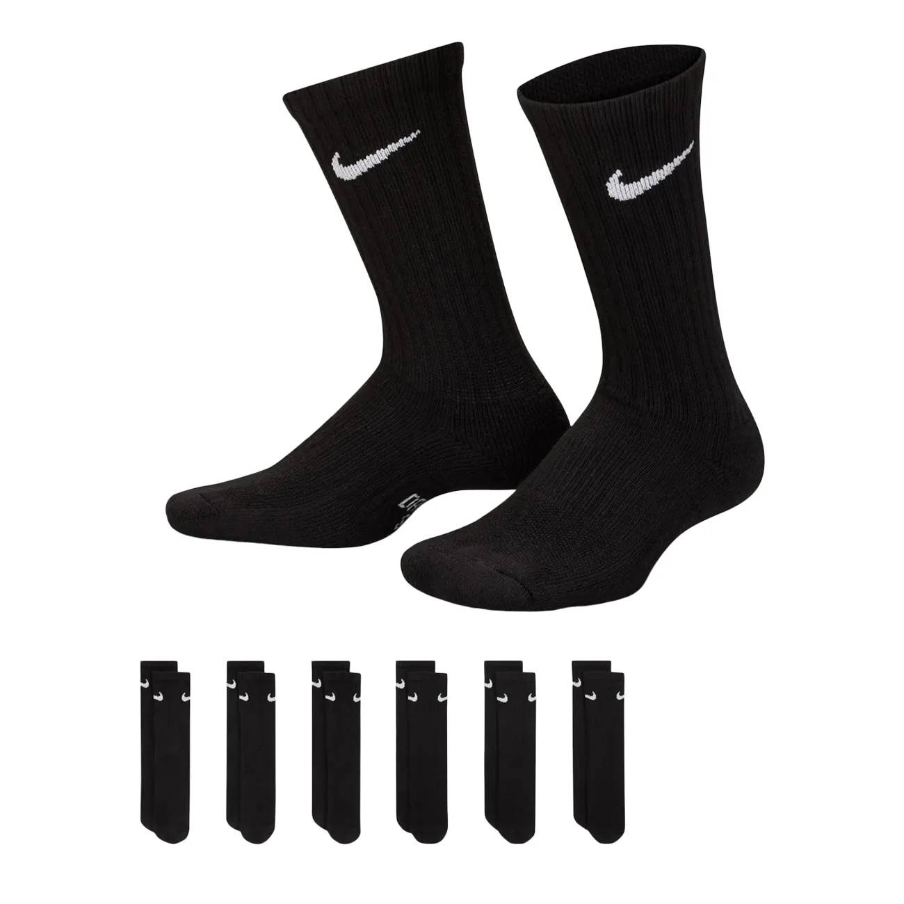 Nike Unisex Kids' Everyday 6 Pack Crew Socks