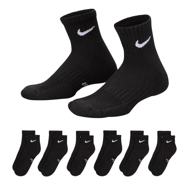 Nike Kids' 6 Pack Everyday Quarter Socks