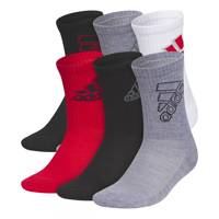 Kids' 6-Pack Cushioned Crew Socks BLACK/SCARLET/MED GREY HEATHER view