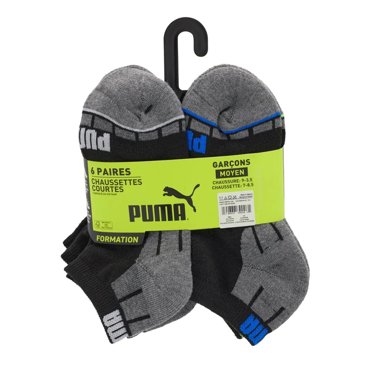 Boys' 6 Pack Low Cut Training Sock