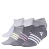 Girls' 6-Pack Superlite No Shoe Socks BLUE SPARK/SEMI PINK SPARK/CLEAR MINT view