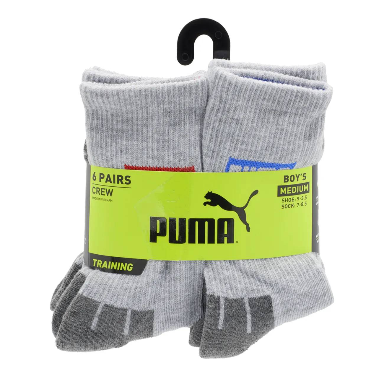 PUMA Boys' 6 Pack Training Crew Sock