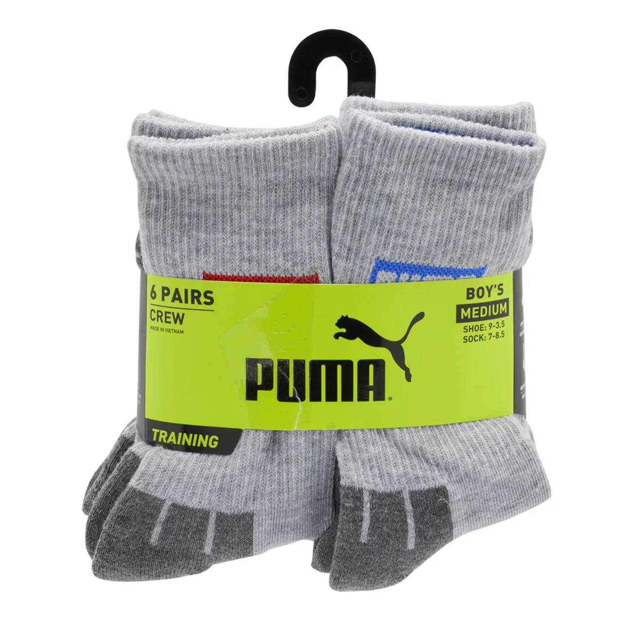 PUMA Boys' 6 Pack Training Crew Sock