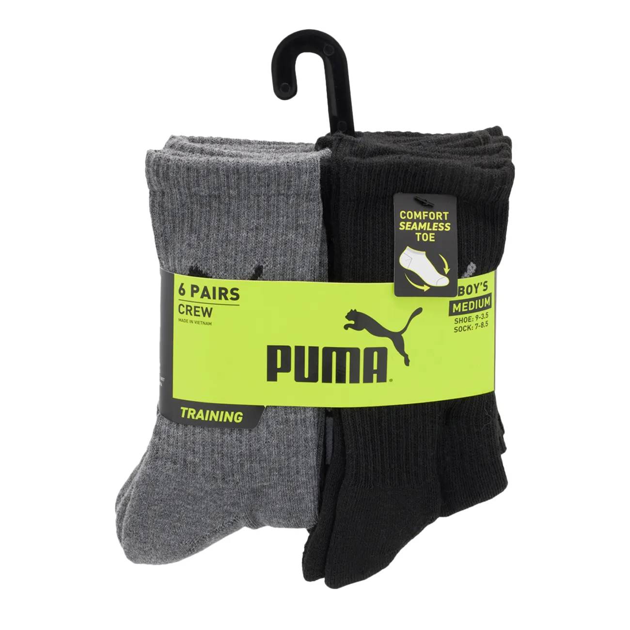 PUMA Boys' 6 Pack Training Crew Sock