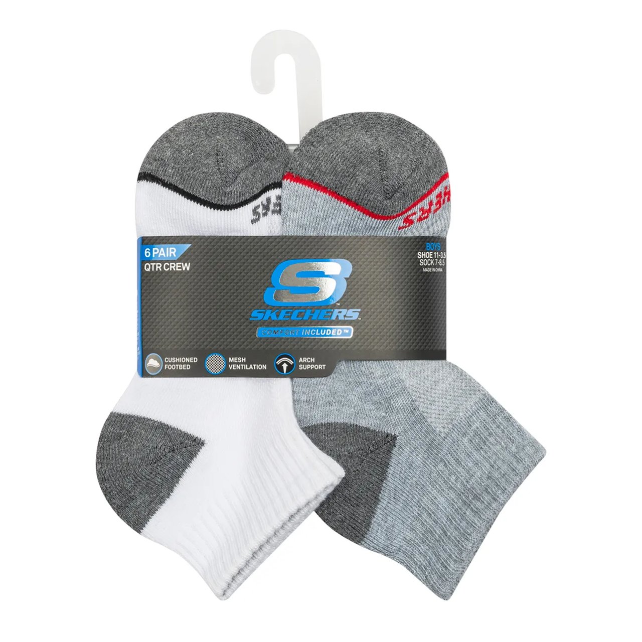 Boys' 6-Pack Quarter Crew Socks