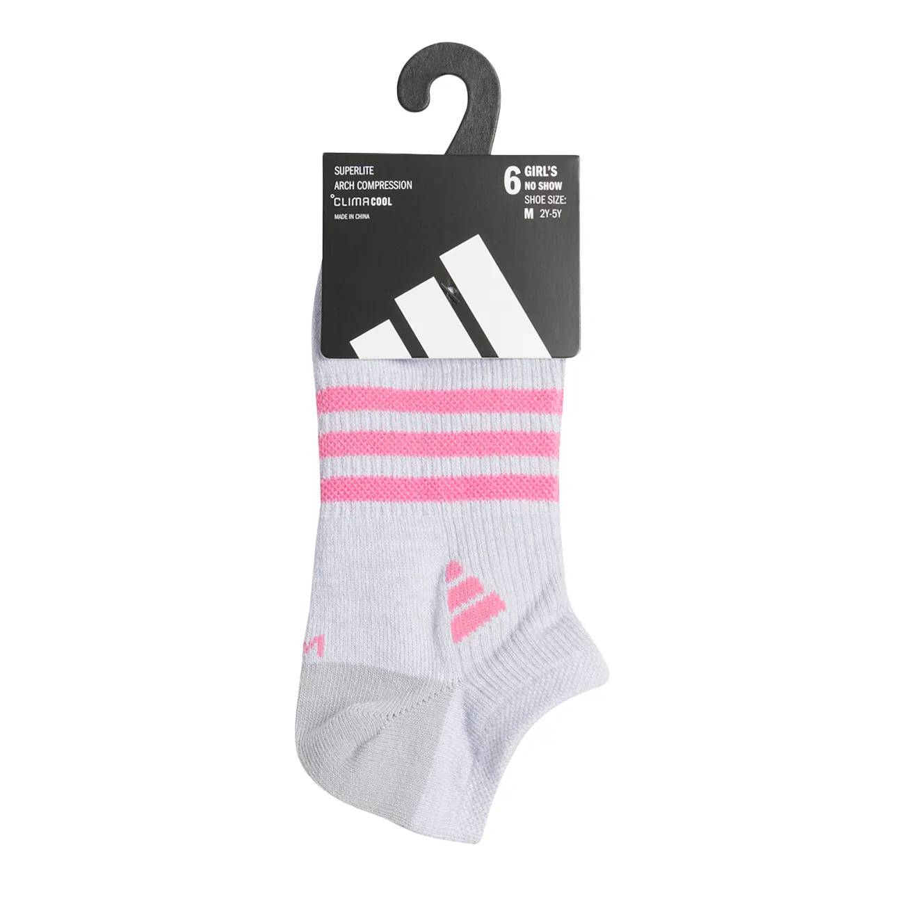 adidas Youth Girls' Cushioned 6PK No Show Socks