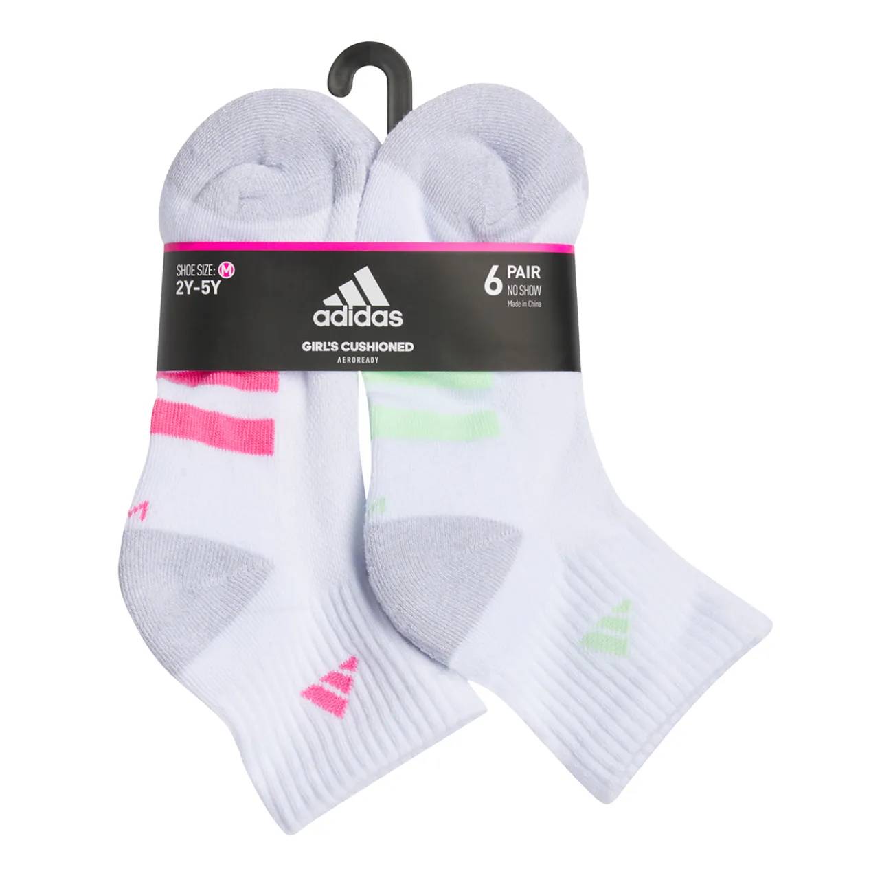 adidas Girl's 6 Pack Quarter Socks