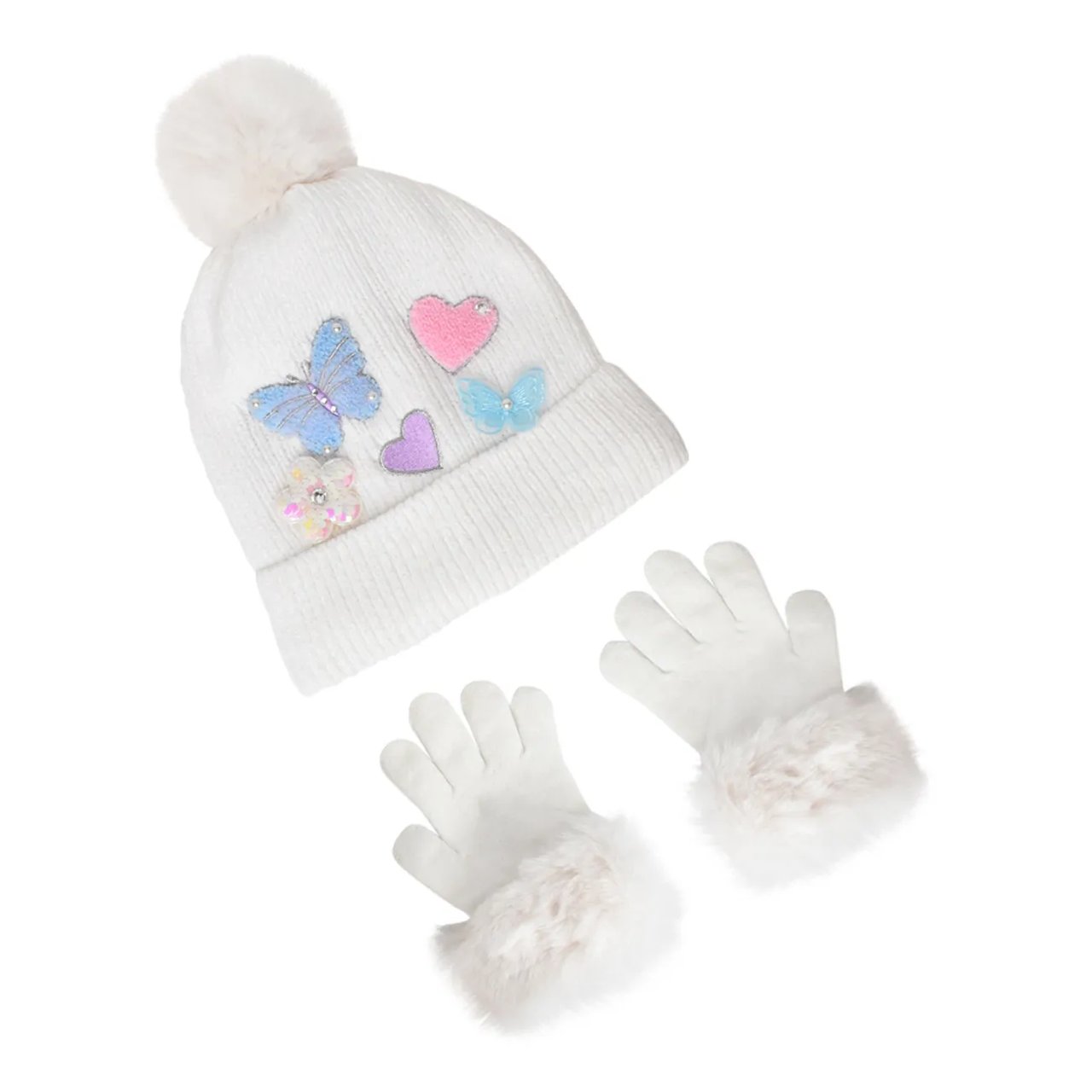 Youth Girls' Butterfly Hat and Gloves Set