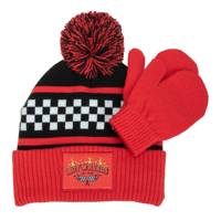 Kids Hot Wheels Beanie and Mittens Unisex RED view