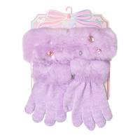 Kids' Heart Head Band and Gloves Set PURPLE view