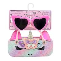 Girl's Gwen Hearts Case and Sunglasses BUBBLE GUM view