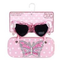 Girl's Butterfly Pearls Case and Heart-Shaped Sunglasses LOLLIPOP view