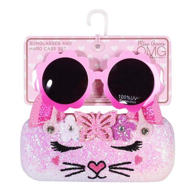 Girl's Bella Daisy Butterfly Case and Flower Sunglasses