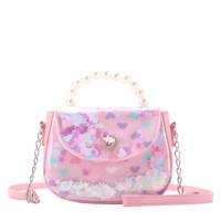 Hearts Clear Pearl Handle Confetti Crossbody BUBBLEGUM view