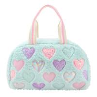 Heart Faux Fur Duffle Bag LIGHT AQUA view