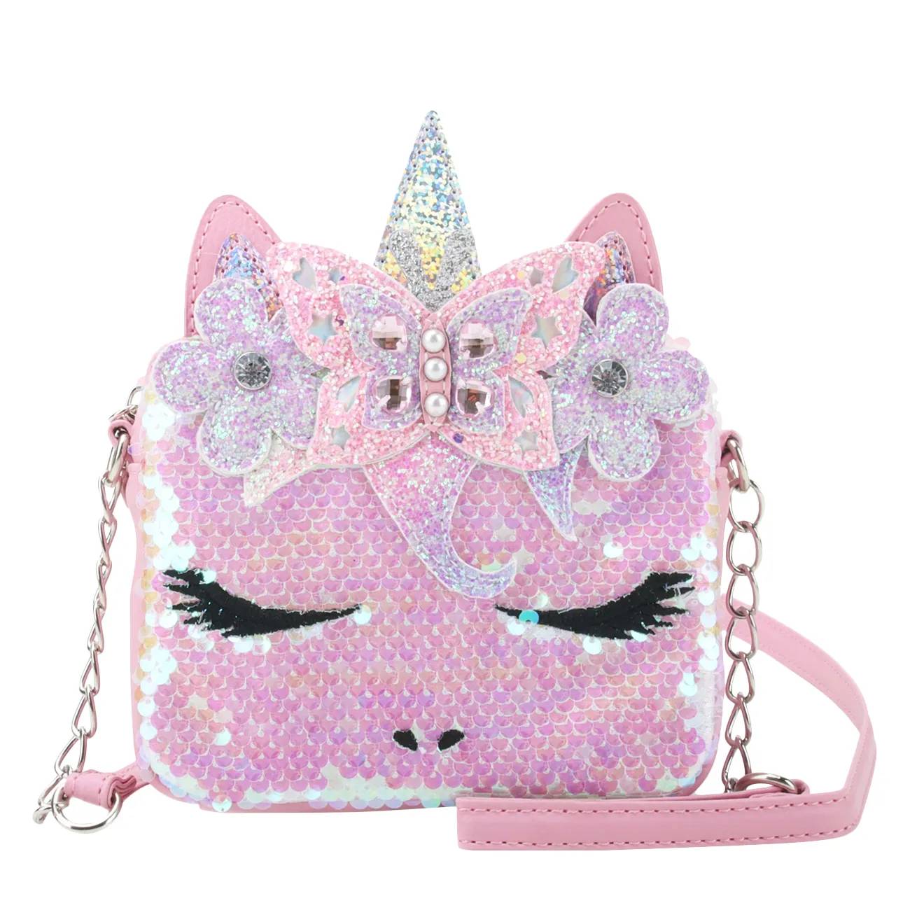 OMG Accessories Gwen Sequin Bubble Gum Crossbody Bag