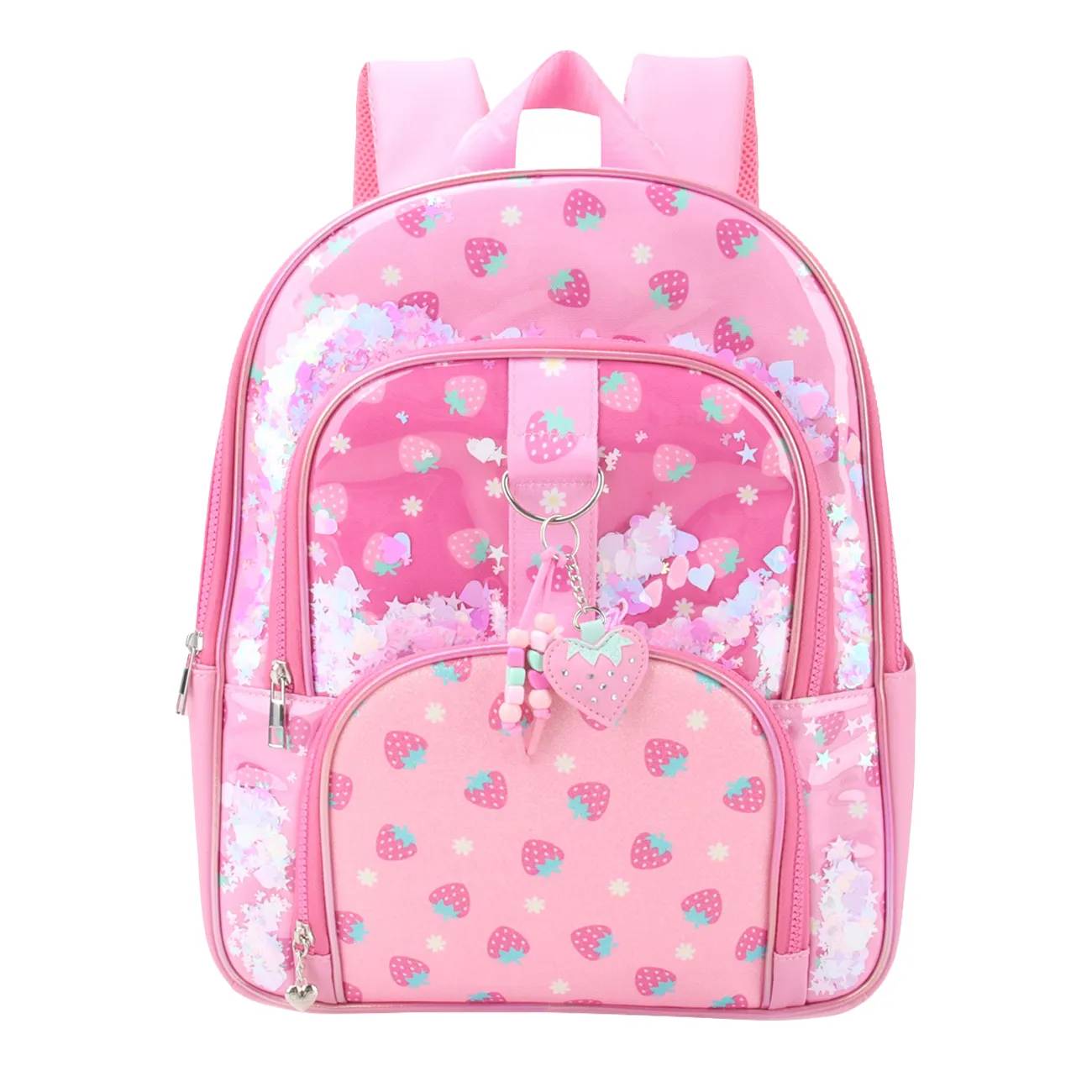 OMG Accessories Strawberry Print Confetti Large Backpack